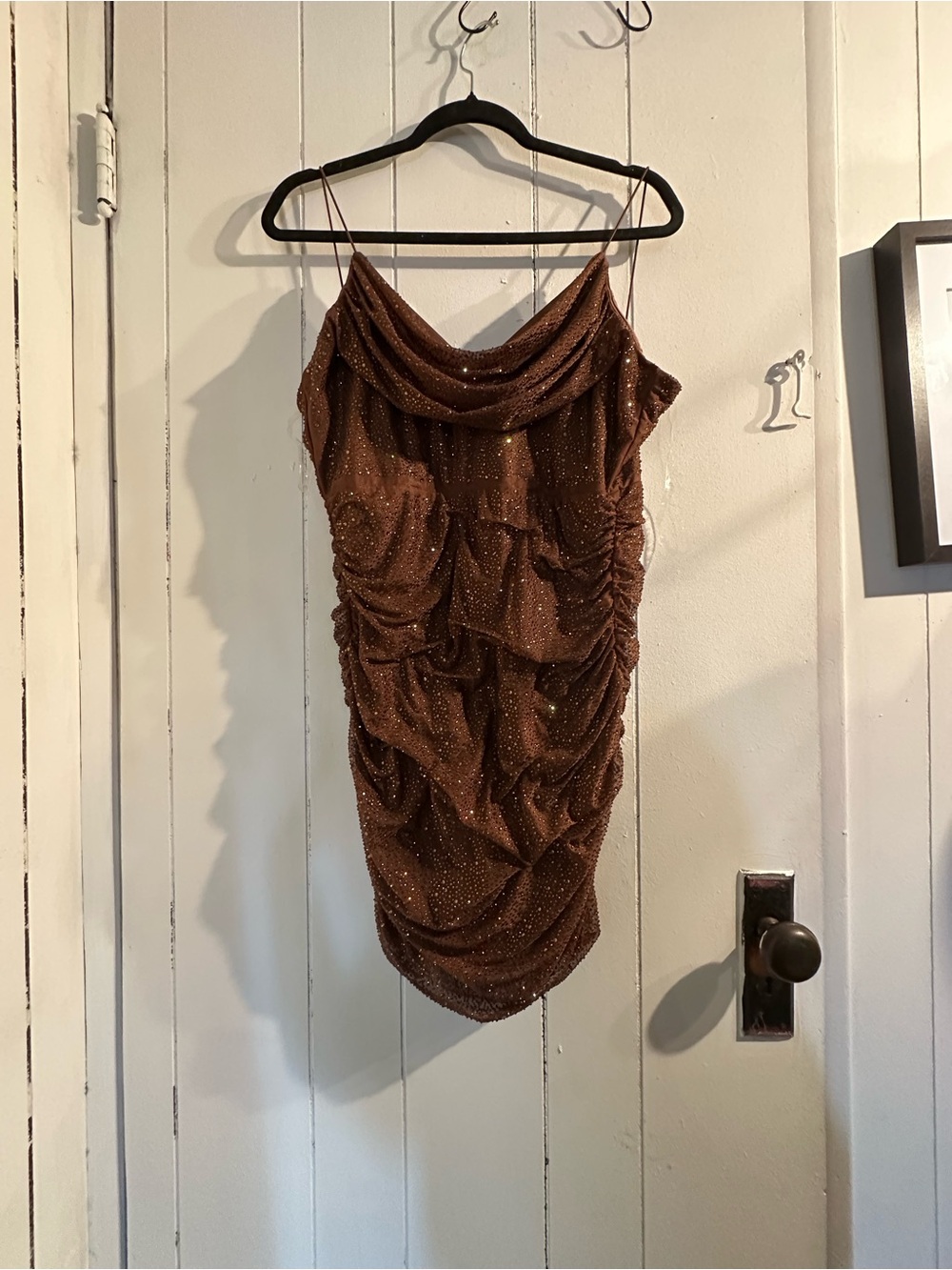 AKIRA NWT Rhinestone chocolate brown mini dress